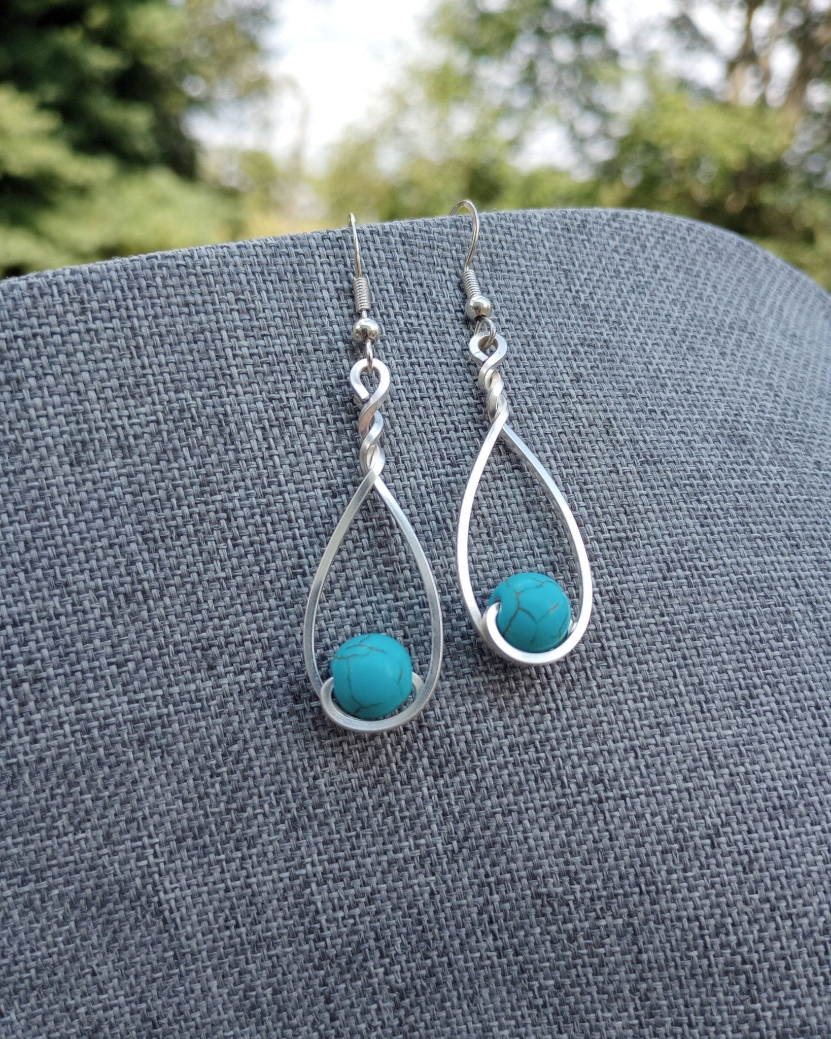 Turquoise Howlite & Silver Classic Drop Earrings - Windfall Jewelry