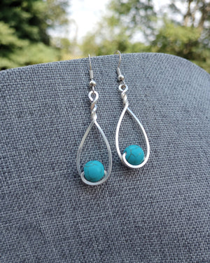 Turquoise Howlite & Silver Classic Drop Earrings - Windfall Jewelry