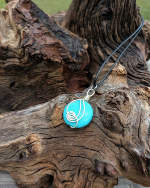 Turquoise Howlite Wire Wrapped Necklace - Windfall Jewelry
