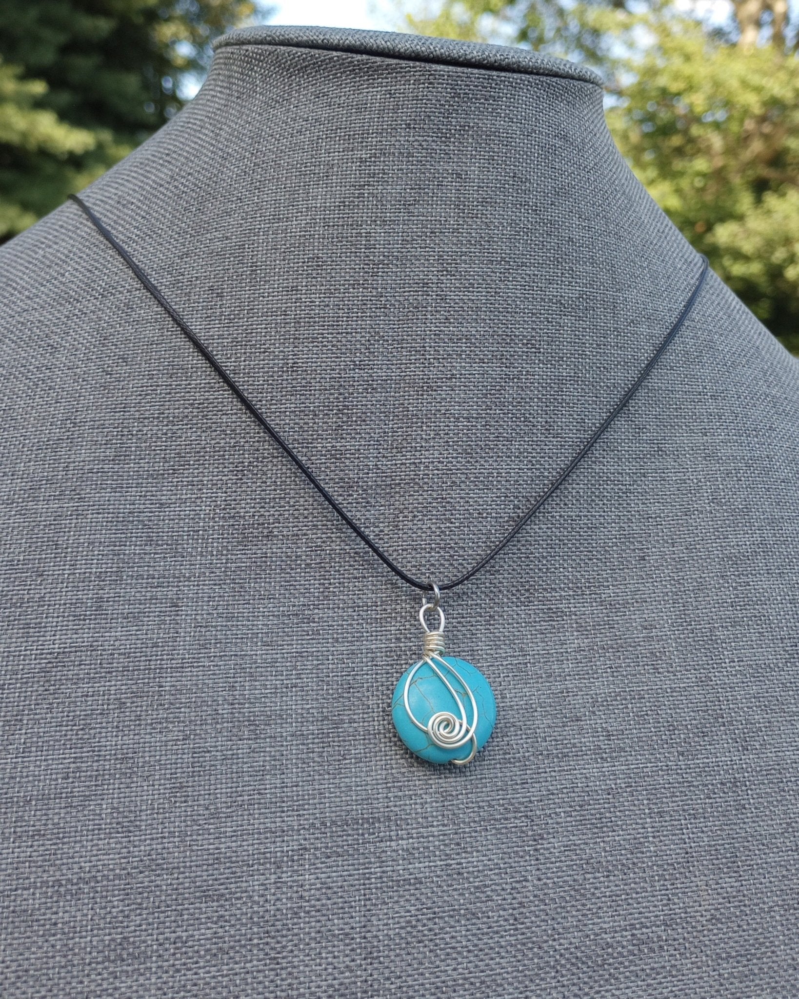 Turquoise Howlite Wire Wrapped Necklace - Windfall Jewelry