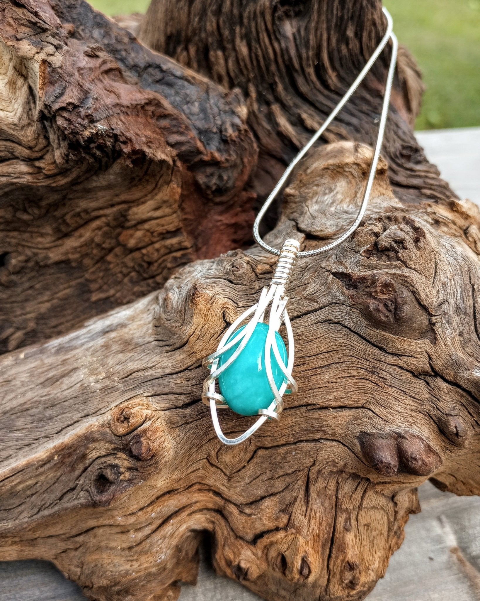 Wings Amazonite Pendant Necklace - Windfall Jewelry